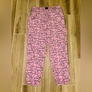 Victoria’s Secret pajama pants pink black sweet dreams large Jogger Pockets NEW